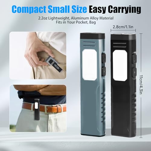 Rechargeable EDC Flashlight with Sound Beeper, Portable Flat Pocket Flashlights, Small Magnetic Flashlight, 7 Mode Side Light Clip On Handheld Flashlight for Outdoor Home Working, Black