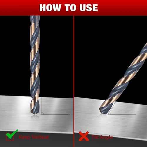 13Pcs Cobalt Drill Bit Set 1/16"-1/4", 135 Degree Tip HSS with Black and Gold Finish with Storage Case, Twist Jobber Drill Bit Kit for Cast Iron, Hard Metal, Stainless Steel, Plastic and Wood