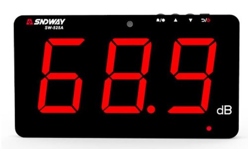 TestHelper SW-525A Sound Level Meter Tester 30-130db Large Screen Red LCD Display Wall Hanging Type Decibel Noise Measuring with Alarm (Sound Level Meter)