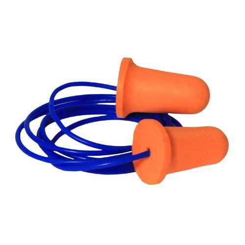 Radians FP81 Deviator 33 Disposable Corded Foam Bell Shaped NRR 33 Earplugs, 100-Pack, Orange