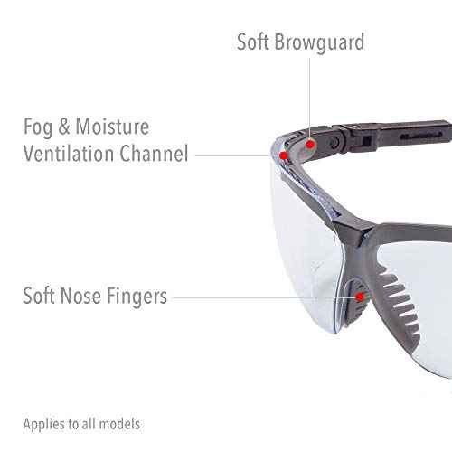 Honeywell Uvex by Genesis Safety Glasses with Uvextreme Anti-Fog Coating, Black Frame