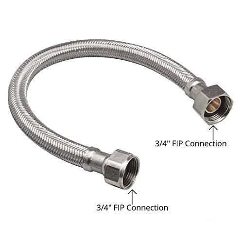 EZ-Fluid 12-Inch Stainless Steel Water Heater Connector FIP x FIP, 3/4 Inch, Variation 1
