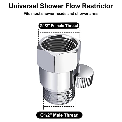 MAYYAYA Black Brass Shower Head Flow Control Valve - NPT1/2 Metal Shut-off