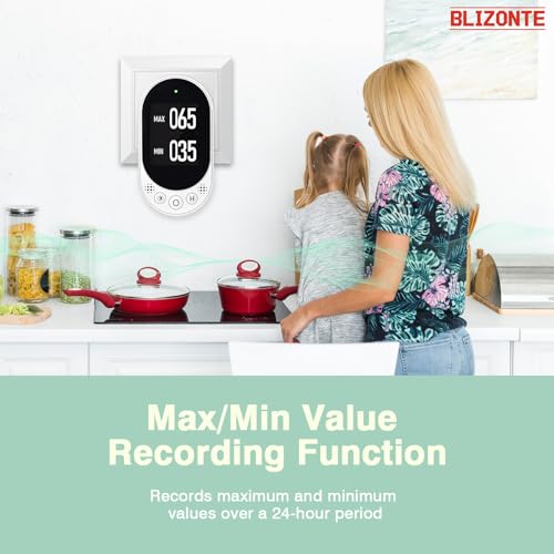 Blizonte White 3-in-1 Plug-In Decibel Meter with Temp & Humidity – Fast/Slow Refresh, MAX/MIN, Data Hold