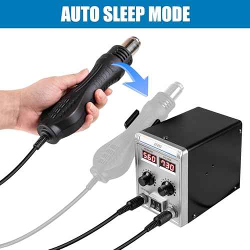 8586D 2 In 1 Soldering Station, SMD Hot Air Rework Station LED Dual Digital Display with Heat Gun and Solder Iron Kit, Electric Soldering Iron Station with Temperature Control, Auto Sleep Functions