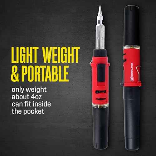 Berkling BSG-568 3-IN-1 Cordless Butane Gas Soldering Iron, Heat Gun Blower, Mini Torch - Self-Ignite, Instant Start, Rechargeable, Light Weight, Portable, Adjustable Flame Control, Up to 90 Mins