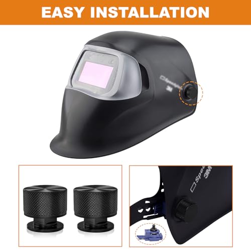 Newace Aluminum Welding Hood Fasteners Pipeliner Helmet Accessories Headgear Replacement Parts Screws 1 Pair(Black)