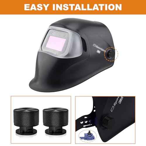 Newace Aluminum Welding Hood Fasteners Pipeliner Helmet Accessories Headgear Replacement Parts Screws 1 Pair(Black)