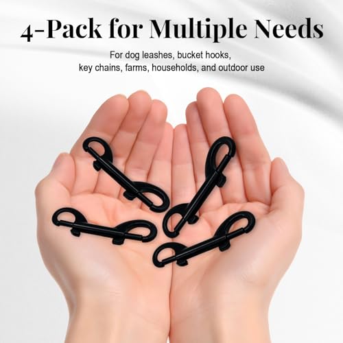 Heavy Duty Zinc Alloy Snap Hooks - 3.5 Inch, 110lb Load, Pack of 4