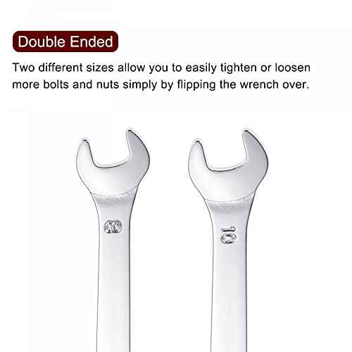 uxcell Thin Open End Wrench, 8mm x 10mm Metric Mirror-Chrome Plated High Carbon Steel, for Household Maintenance and General Repairs
