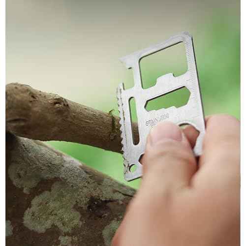 Survival Credit Card Multitool, 11 in 1 Beer Opener Survival Card Tool,Wallet Multitools Card Perfect for Fathers Men Gadgets Stocking Stuffers for Men (12 PCS) (Silvery)