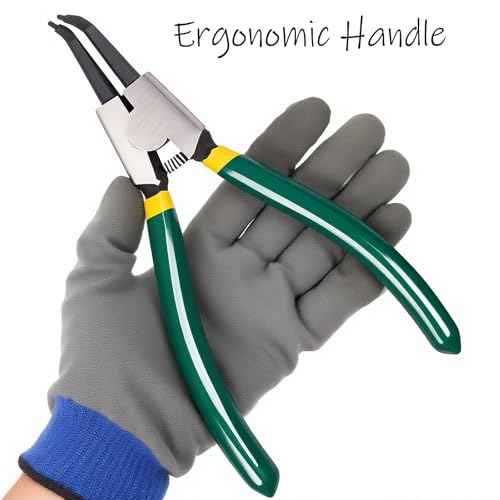 7" Bent External Snap Ring Pliers,Internal Spring Design,Anti-Rust,Standard Head.