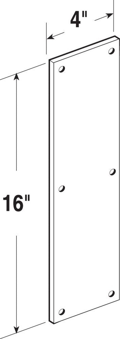 Prime-Line J 4580 Door Push Plate, 4 In. X 16 In., Polished Brass (Single Pack)