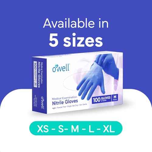 OWELL¢ç Blue Medical Exam Nitrile Gloves ? 4 Mil, Powder-Free, Latex-Free, Chemo Rated, Drug Resistant Disposable Gloves