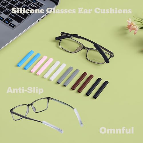 Glasses Ear Cushion, Non Slip Soft Silicone Eyeglass Ear Cushions, Anti-Slip Comfort Eyeglasses Temple Tips Sleeve Retainer, Comfort Eye Glass Ear Grips, Glasses Accessories (5 Black Pairs)