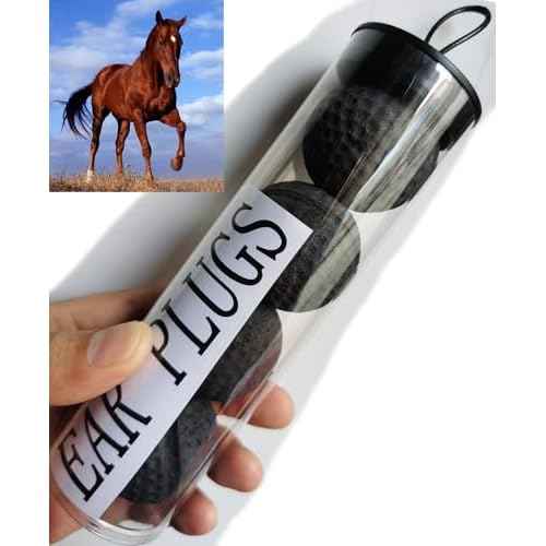 Ear Plug for Horses Foam Ear Plugs Ball tack and Supplies Horse Classic Equine Ear Plugs (Black, One Size)