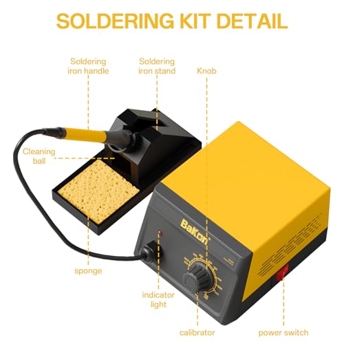 Bakon BK968 Soldering Station, 90W Soldering Station kit with 5 Soldering Iron Tip,Integrated Ceramic Heating Core, Temperature Range 392¢µ~896,Automatic Sleep Mode