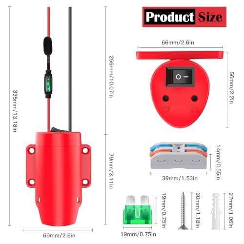 1 Packs Power Wheel Adapter for Milwaukee M12 Battery Adapter 12V Power Wheel Battery Conversion Kit with Switch, Fuse & Wire Terminals, 12AWG Wire, Power Connector for DIY Rc Car Toys and Robotics