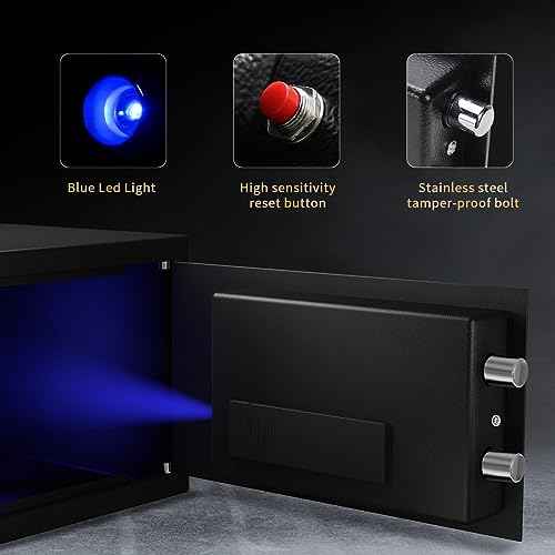 Fire Resistant Safe Box with Fireproof Waterproof Bag and Sensor Light,0.23 Cubic Feet Money Safe with Emergency External Power Supply,Electronic Digital Security Safe