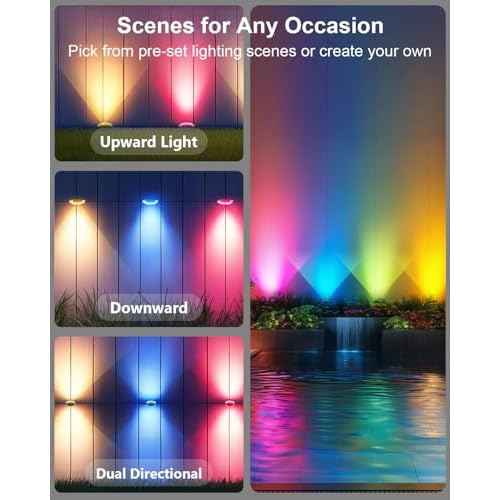 Permanent Outdoor Lights Pro,50ft with 30 LED RGB IC Smart Eave Light for Outdoor Decorations,IP67 Waterproof with Remote/App Control,DIY LED Scenes Modes for House Roof Decor, Black