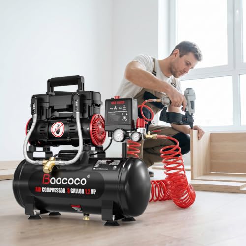 3 Gallon Ultra Quiet Air Compressor 1.2HP Max 115 PSI with Dual Quick Couplers
