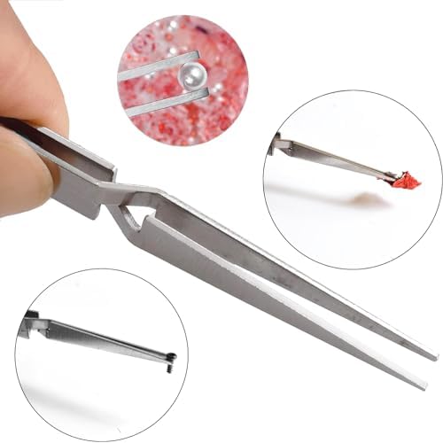 Cross Lock Tweezers 4PCS, SKZIRI 4 Pieces Reverse Tweezers Locking Tweezers Set Stainless Steel Bent and Straight Tip Cross-Locking Tweezers forJewelry DIY Craft Electronics (4)