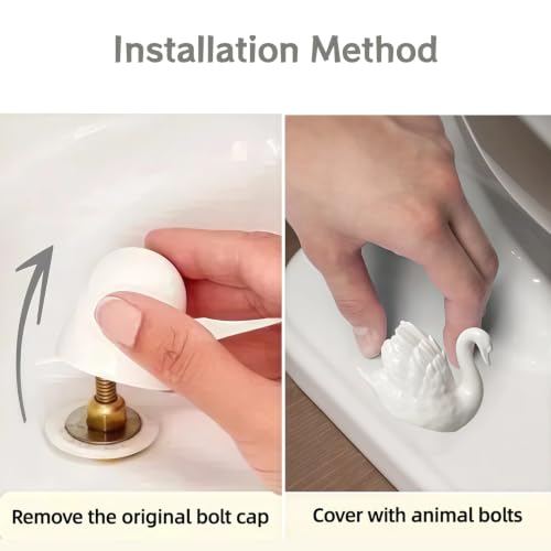 Bnrkmeb White Swan Decorative Ceramic Toilet Bolt Covers - Easy Install