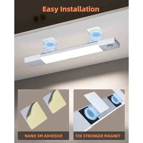 EZVALO 3 Pack 7¡± Motion Sensor Light Indoor, Wireless Under Cabinet Lighting, 30 LED Rechargeable Closet Lights, Dimmable, 3 Color Temperatures, Counter Lights for Wardrobe, Pantry, Bedroom, Kitchen