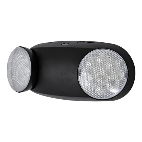 TANLUX LED Emergency Lights with Battery Backup, Two Head Adjustable Commercial Emergency Lights, UL Listed, AC 120/277V, Hardwired Emergency Exit Light Fixtures for Business - 2 Pack(Black)