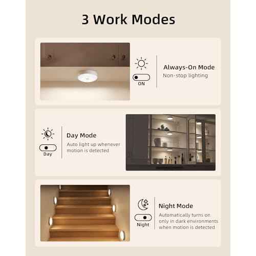 EZVALO 6-Pack Under Cabinet Lighting, Rechargeable Motion Sensor Puck Lights with Remote, 3 Color Temps &12 RGB Colors, Magnetic Stick on Light, Dimmable Under Counter Lights for Kitchen, Shelf, Stair