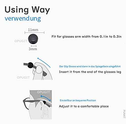 OPUGIT Silicone Eyeglasses Temple Grips, Mini Round Eyewear Retainer, Anti-Slip Glasses Retainer, Frame Grips for Spectacle, Sunglasses, Glasses, Eyewear, 10 Pairs, Clear