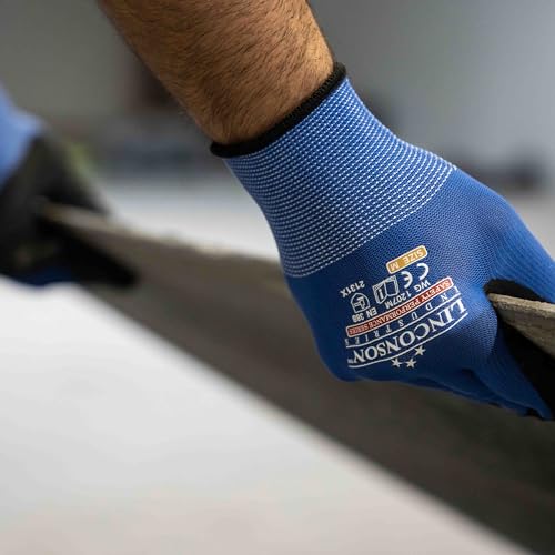 linconson 12 Pack Safety Performance Series Construction Mechanics Wrinkle Latex Work Gloves