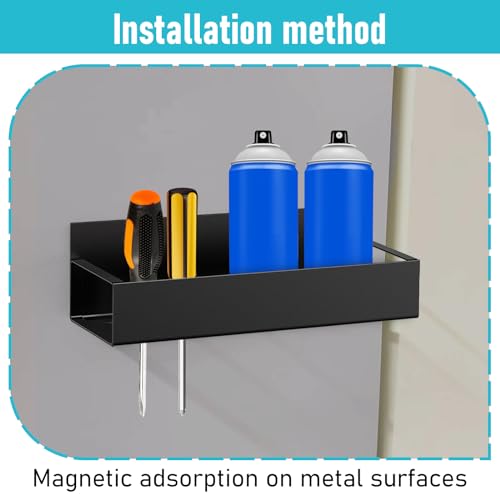 4 Pcs Magnetic Spray Can Holder, Magnet Toolbox Holder, Wall Mounted Spray Bottle Rack, Mechanic Paint Can Organizer, Tool Box Storage Rack for Garage Home Workspace (Black)