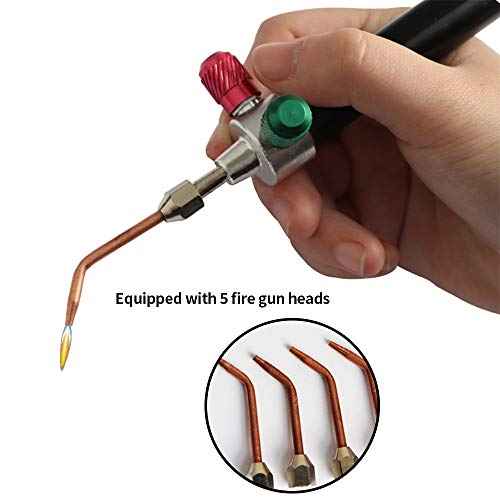 Mini Oxygen Torch Kit, Micro Oxygen Acetylene/Butane Gas Welding Torch with 5pc Tips for Jewelry Repair