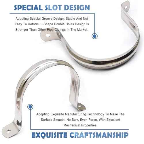 Nge 4inch Rigid Pipe Strap Clamp-Two Hole Strap-U Bracket Tube Clip-Stainless Steel Heavy Duty Pipe Fasten Holder-Secures Conduit£¬4Pcs£¨115mm)