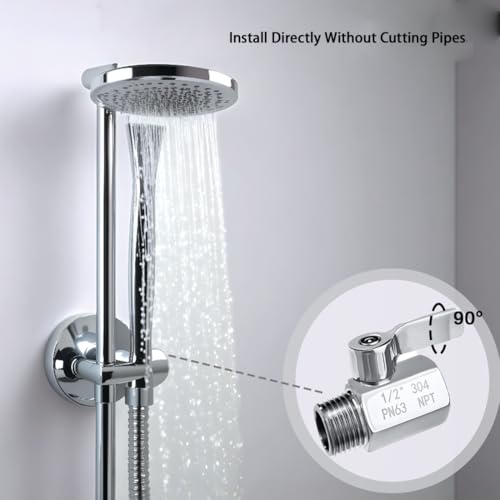 JUNHOME 1/2” Stainless Steel Shower Water Flow Control Valve - Leakproof, Durable