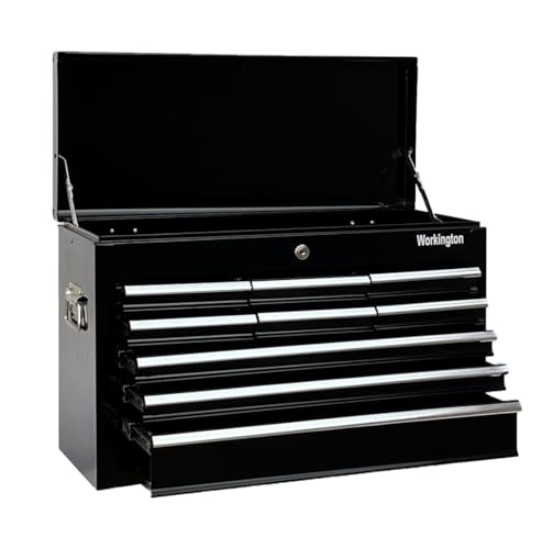 Workington Black 24" 9-Drawer Portable Metal Tool Chest Cabinet with Ball Bearing Slides