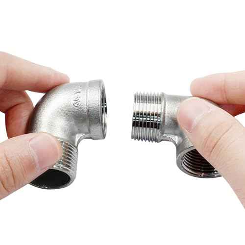 Murtenze 2Pcs 304 Stainless Steel 90 Degree Elbow with 2 Tape - 3/4inch NPT Threaded Pipe Fitting Female x Male, Cast Pipe Fittings
