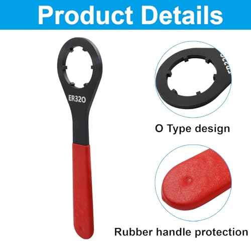 O-Type Wrench Spanner for ER32 Collet Chuck Clamping Nut with Red Non-slip Handle