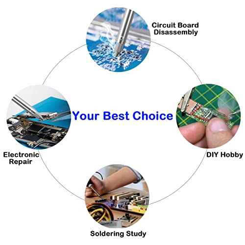 K KERNOWO 929D-V Electric Desoldering Soldering Iron Sucker ? Desoldering Pump Tool with 1.0mm & 1.2mm Nozzles, Desoldering Gun with Wick & Cleaning Pin for Through-Hole Solder Removal