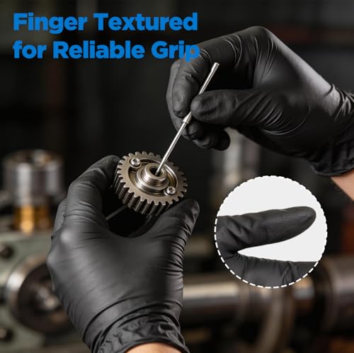 ONLYSTAR Food Grade Black Nitrile Disposable Gloves Large, 100 Pcs - 5 Mil Thick, Textured Grip, Touchscreen Compatible