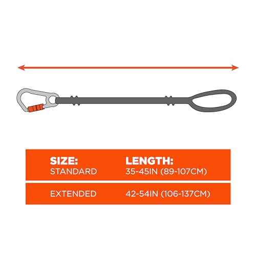 Ergodyne - 19002 Squids 3100 Tool Lanyard with Single Carabiner and Adjustable Loop End, Standard Length, Black