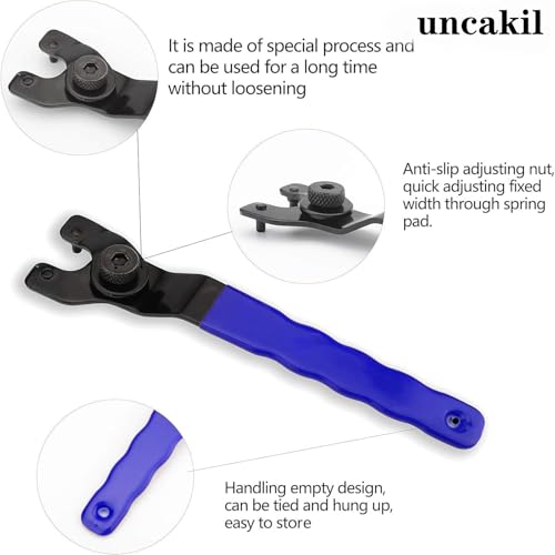 Adjustable Angle Grinder Spanner Wrench Universal Tool Small Pin Spanner Wrench,A Locknut,Pocket Door Suitable for 4 ",5", 6 ",7" and 9" Electric Angle Grinders(Blue,Including One Hex Key)
