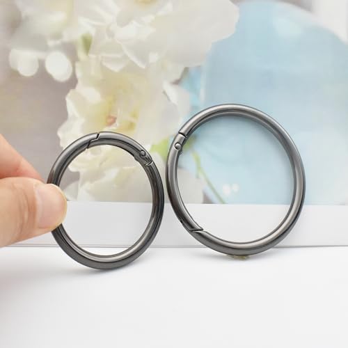 Bytiyar 3 Inch Gun Black Large Round Carabiner Clips for DIY Keychains Bags & Crafts - 6 pcs