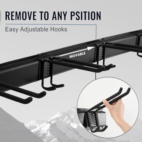 Wall Mount Tool Storage Rack, Heavy Duty Garage Storage Tool Organizer, Garden Tool Wall Hooks and Hangers, Hold Up to 350lbs (Black 6pcs)