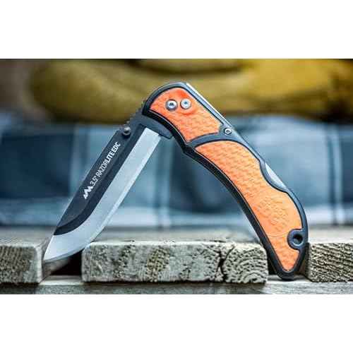 OUTDOOR EDGE 3.5" RazorLite EDC Knife. Pocket Knife with Replaceable Blades and Clip. The Perfect Hunting Blade for Skinning Deer. Blaze Orange with 6 Blades