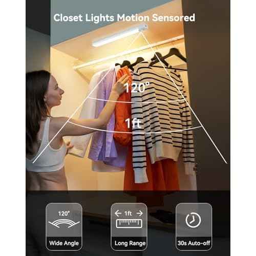 Under Cabinet Lighting 8 Inches Rechargeable Motion Sensor Light Indoor, 3 Color Dimmable Closet Light Battery Operated, USB Stick on LED Magnetic Under Counter Lights for Kitchen Stair, 3 Packs