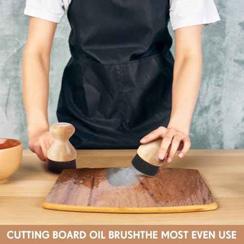 Pickmesh 2 Pcs Cutting Board Oil Wax Applicator with Bamboo Lid Oil Applicators for Wood Cutting Board Butcher Block Conditioner Sponge Brush for Wooden Spatula, Spoon, Worktops and Utensil Care