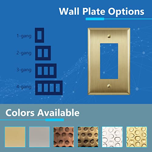 LIDER Brushed Brass Metal Wall Receptacle Switch Plate - 1-Gang, Mid-Size, Pack of 1