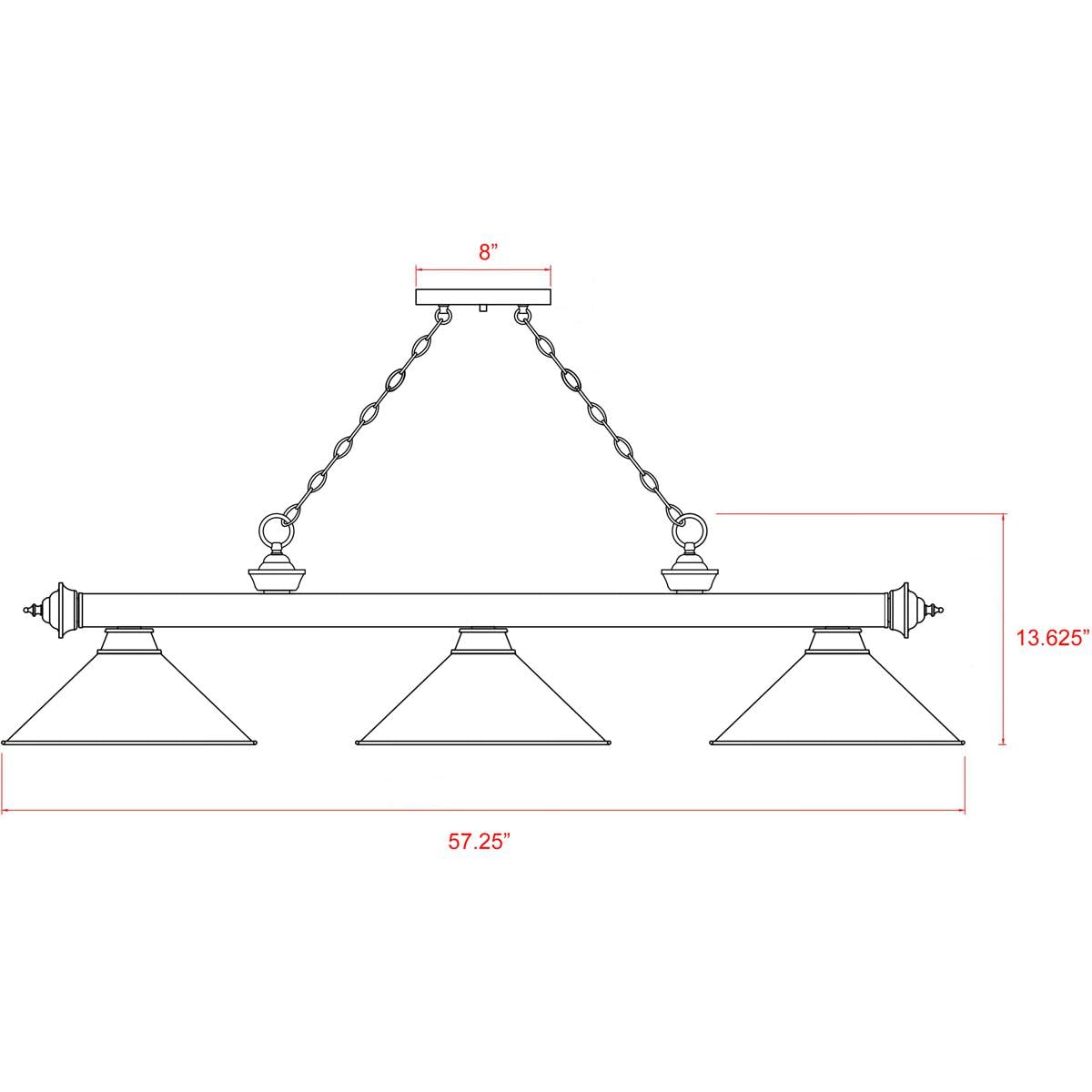 Z-Lite 2306-3BP-ARDB Cordon Billiard Pendant, 3-Light 180 Total Watts, Bronze Plated